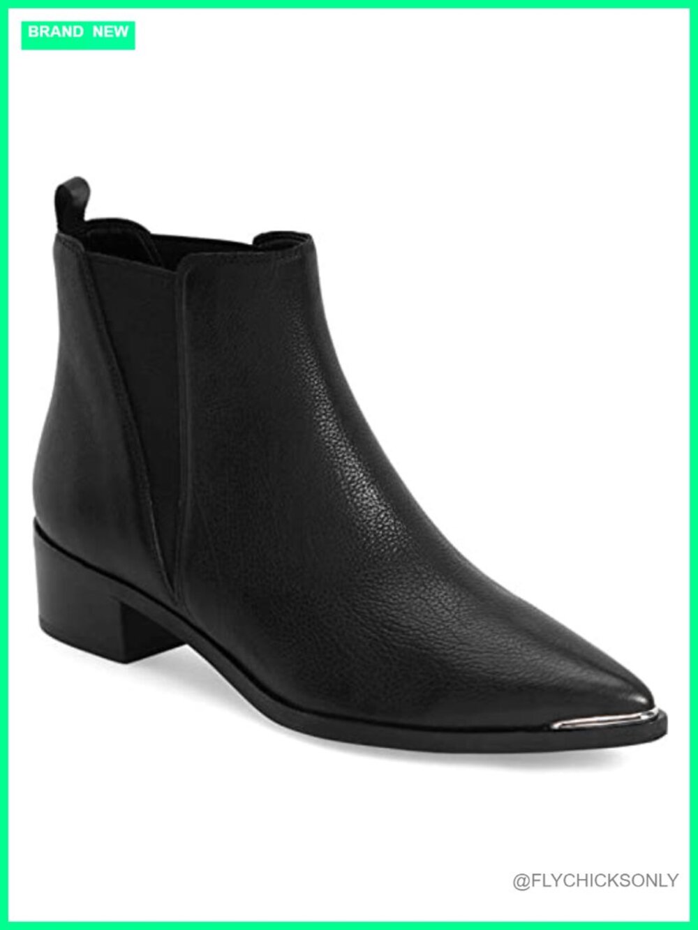 Womens Chelsea Ankle Boots Faux Leather Pointed Toe Chunky Stacked Low Heel